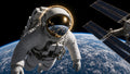 Astronaut EVA gold visor over Earth
